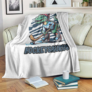 Funny Dinosaur Playing Ice Hockey Throw Blanket Hockeysaurus Gift For Kids TS12 Print Your Wear