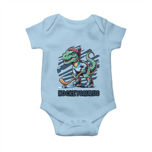Funny Dinosaur Playing Ice Hockey Baby Onesie Hockeysaurus Gift For Kids TS12 Light Blue Print Your Wear