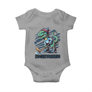 Funny Dinosaur Playing Ice Hockey Baby Onesie Hockeysaurus Gift For Kids TS12 Sport Gray Print Your Wear