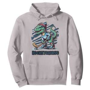 Funny Dinosaur Playing Ice Hockey Hoodie Hockeysaurus Gift For Kids TS12 Ice Gray Print Your Wear