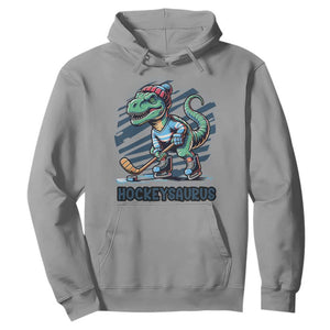 Funny Dinosaur Playing Ice Hockey Hoodie Hockeysaurus Gift For Kids TS12 Sport Gray Print Your Wear