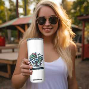 Funny Dinosaur Playing Ice Hockey Skinny Tumbler Hockeysaurus Gift For Kids TS12 Print Your Wear