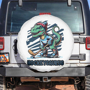 Funny Dinosaur Playing Ice Hockey Spare Tire Cover Hockeysaurus Gift For Kids TS12 No hole White Print Your Wear