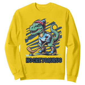Funny Dinosaur Playing Ice Hockey Sweatshirt Hockeysaurus Gift For Kids TS12 Daisy Print Your Wear