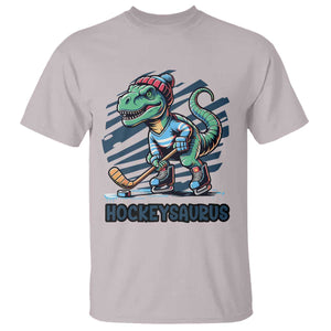 Funny Dinosaur Playing Ice Hockey T Shirt Hockeysaurus Gift For Kids TS12 Ice Gray Print Your Wear