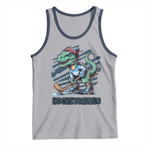 Funny Dinosaur Playing Ice Hockey Tank Top Hockeysaurus Gift For Kids TS12 Athletic Heather Navy Print Your Wear