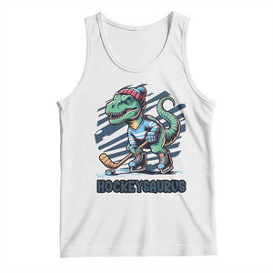 Funny Dinosaur Playing Ice Hockey Tank Top Hockeysaurus Gift For Kids TS12 White Print Your Wear