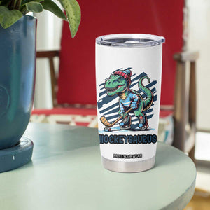 Funny Dinosaur Playing Ice Hockey Tumbler Cup Hockeysaurus Gift For Kids TS12 Print Your Wear