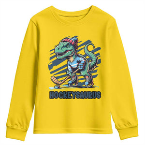 Funny Dinosaur Playing Ice Hockey Youth Sweatshirt Hockeysaurus Gift For Kids TS12 Daisy Print Your Wear