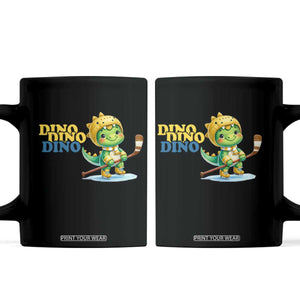 Funny Dinosaur Playing Ice Hockey Coffee Mug Gift For Dino Lovers TS12 Black Print Your Wear