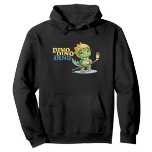 Funny Dinosaur Playing Ice Hockey Hoodie Gift For Dino Lovers TS12 Black Print Your Wear