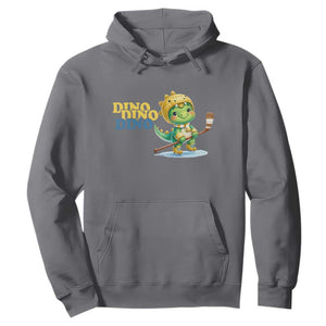 Funny Dinosaur Playing Ice Hockey Hoodie Gift For Dino Lovers TS12 Charcoal Print Your Wear