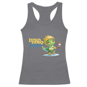 Funny Dinosaur Playing Ice Hockey Racerback Tank Top Gift For Dino Lovers TS12 Charcoal Print Your Wear