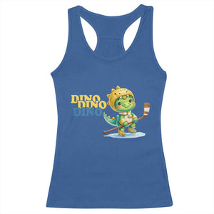 Funny Dinosaur Playing Ice Hockey Racerback Tank Top Gift For Dino Lovers TS12 Royal Blue Print Your Wear