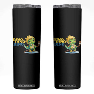 Funny Dinosaur Playing Ice Hockey Skinny Tumbler Gift For Dino Lovers TS12 Black Print Your Wear