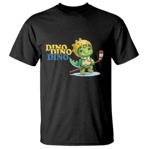 Funny Dinosaur Playing Ice Hockey T Shirt Gift For Dino Lovers TS12 Black Print Your Wear