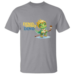 Funny Dinosaur Playing Ice Hockey T Shirt Gift For Dino Lovers TS12 Sport Gray Print Your Wear