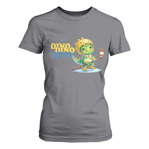 Funny Dinosaur Playing Ice Hockey T Shirt For Women Gift For Dino Lovers TS12 Charcoal Print Your Wear