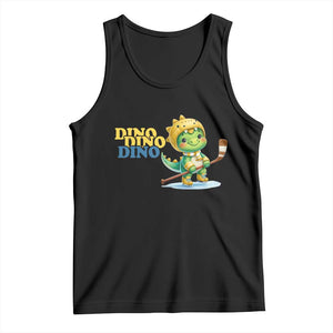 Funny Dinosaur Playing Ice Hockey Tank Top Gift For Dino Lovers TS12 Black Print Your Wear