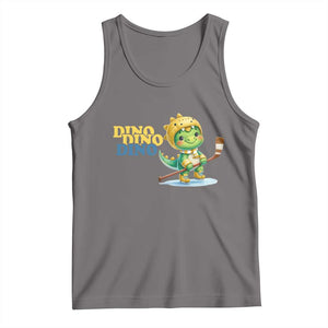 Funny Dinosaur Playing Ice Hockey Tank Top Gift For Dino Lovers TS12 Deep Heather Print Your Wear
