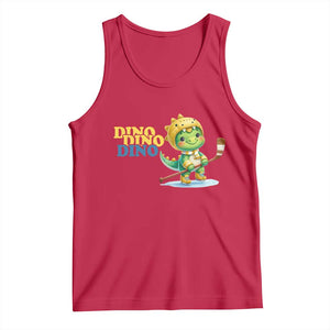 Funny Dinosaur Playing Ice Hockey Tank Top Gift For Dino Lovers TS12 Red Print Your Wear
