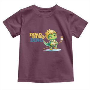 Funny Dinosaur Playing Ice Hockey Toddler T Shirt Gift For Dino Lovers TS12 Maroon Print Your Wear