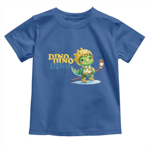 Funny Dinosaur Playing Ice Hockey Toddler T Shirt Gift For Dino Lovers TS12 Royal Blue Print Your Wear
