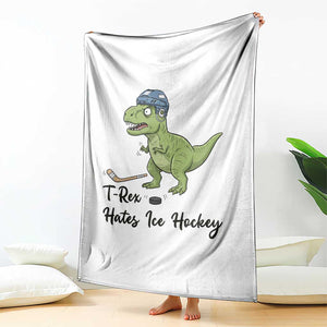 Dino Hates Ice Hockey Throw Blanket Funny Ice Sports Dinosaur Gift TS12 Print Your Wear