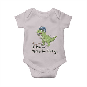 Dino Hates Ice Hockey Baby Onesie Funny Ice Sports Dinosaur Gift TS12 Ice Gray Print Your Wear