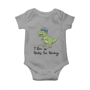 Dino Hates Ice Hockey Baby Onesie Funny Ice Sports Dinosaur Gift TS12 Sport Gray Print Your Wear