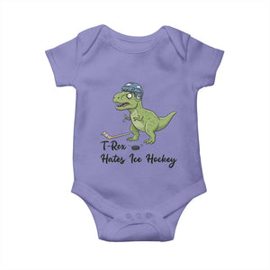 Dino Hates Ice Hockey Baby Onesie Funny Ice Sports Dinosaur Gift TS12 Violet Print Your Wear