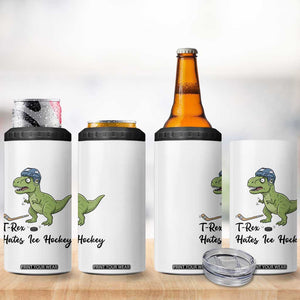 Dino Hates Ice Hockey 4 in 1 Can Cooler Tumbler Funny Ice Sports Dinosaur Gift TS12 Print Your Wear