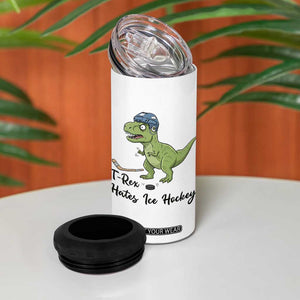 Dino Hates Ice Hockey 4 in 1 Can Cooler Tumbler Funny Ice Sports Dinosaur Gift TS12 Print Your Wear