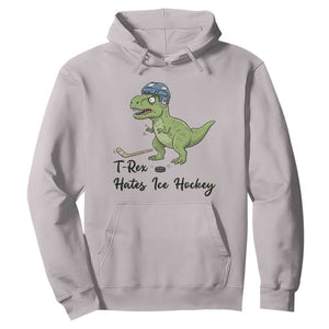 Dino Hates Ice Hockey Hoodie Funny Ice Sports Dinosaur Gift TS12 Ice Gray Print Your Wear