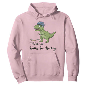 Dino Hates Ice Hockey Hoodie Funny Ice Sports Dinosaur Gift TS12 Light Pink Print Your Wear