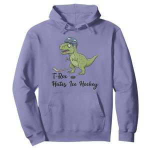 Dino Hates Ice Hockey Hoodie Funny Ice Sports Dinosaur Gift TS12 Violet Print Your Wear