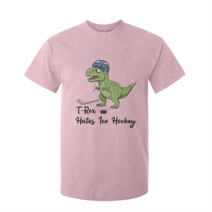 Dino Hates Ice Hockey T Shirt For Kid Funny Ice Sports Dinosaur Gift TS12 Light Pink Print Your Wear
