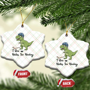 Dino Hates Ice Hockey Ceramic Ornament Funny Ice Sports Dinosaur Gift TS12 Print Your Wear