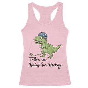 Dino Hates Ice Hockey Racerback Tank Top Funny Ice Sports Dinosaur Gift TS12 Light Pink Print Your Wear