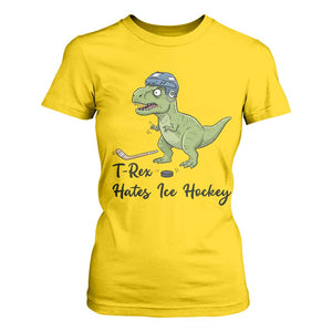 Dino Hates Ice Hockey T Shirt For Women Funny Ice Sports Dinosaur Gift TS12 Daisy Print Your Wear