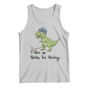 Dino Hates Ice Hockey Tank Top Funny Ice Sports Dinosaur Gift TS12 Ash Print Your Wear