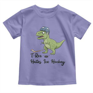 Dino Hates Ice Hockey Toddler T Shirt Funny Ice Sports Dinosaur Gift TS12 Violet Print Your Wear