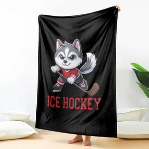 Funny Husky Playing Ice Hockey Throw Blanket Gift For Dog Lovers TS12 Print Your Wear