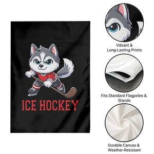 Funny Husky Playing Ice Hockey Garden Flag Gift For Dog Lovers TS12 Print Your Wear