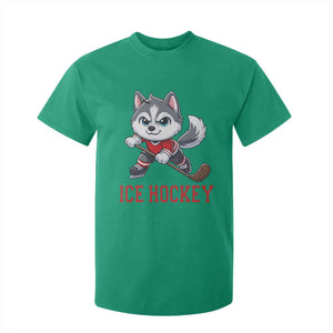 Funny Husky Playing Ice Hockey T Shirt For Kid Gift For Dog Lovers TS12 Irish Green Print Your Wear