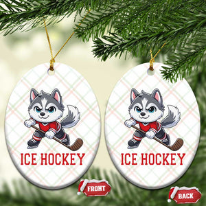 Funny Husky Playing Ice Hockey Ceramic Ornament Gift For Dog Lovers TS12 Print Your Wear