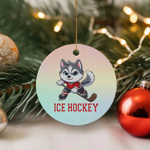 Funny Husky Playing Ice Hockey Ceramic Ornament Gift For Dog Lovers TS12 1pc Pastel Print Your Wear