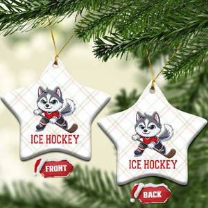 Funny Husky Playing Ice Hockey Ceramic Ornament Gift For Dog Lovers TS12 Print Your Wear