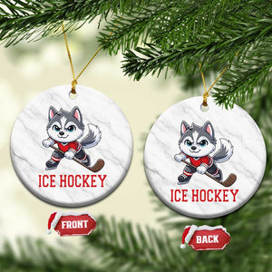 Funny Husky Playing Ice Hockey Ceramic Ornament Gift For Dog Lovers TS12 1pc White Marble Print Your Wear