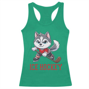 Funny Husky Playing Ice Hockey Racerback Tank Top Gift For Dog Lovers TS12 Irish Green Print Your Wear